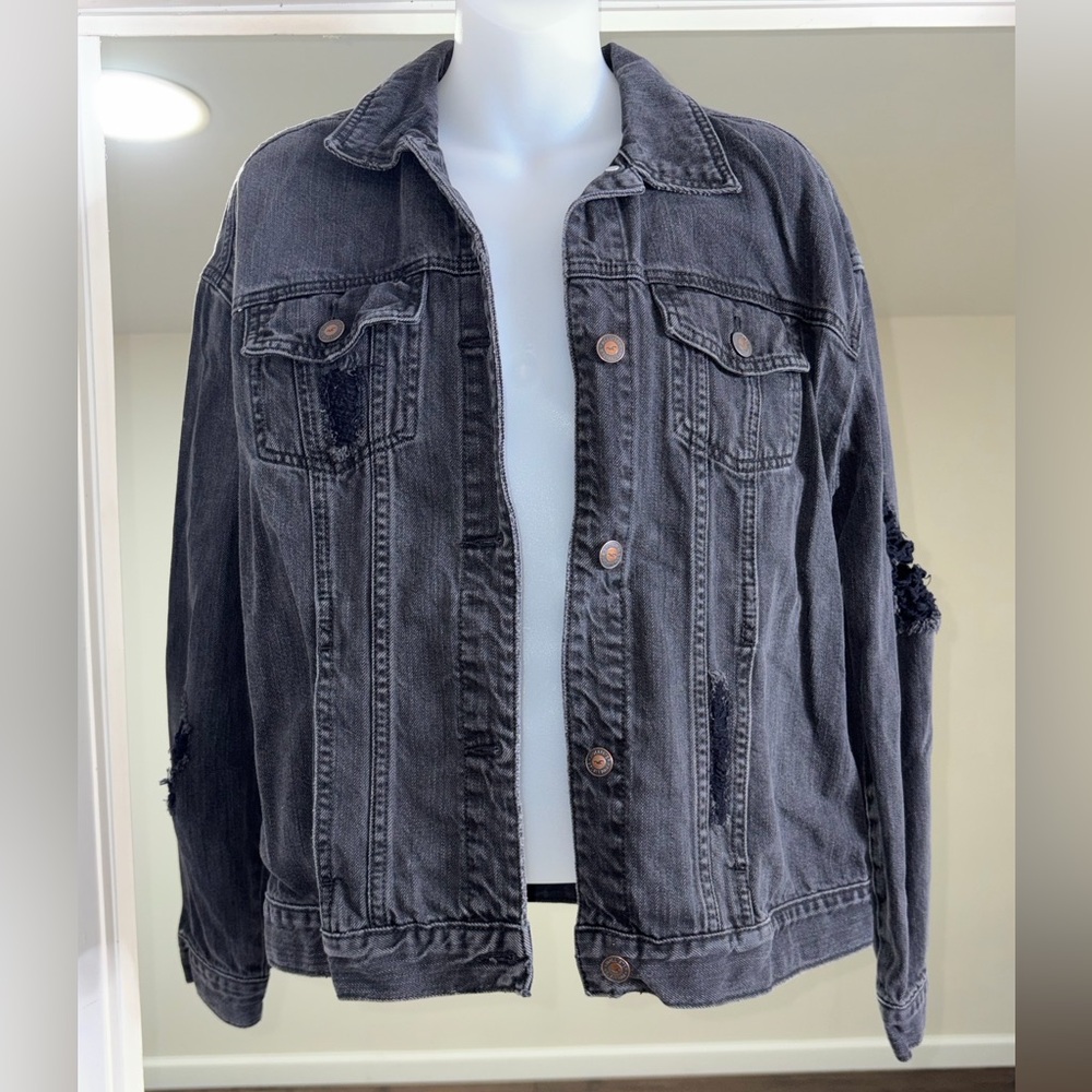 Hollister Dark Gray Distressed Jacket